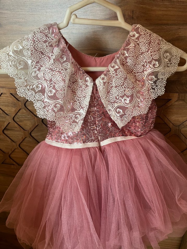 Dantel Detaylı Pembe Kız Çocuk Elbise - Görsel 2