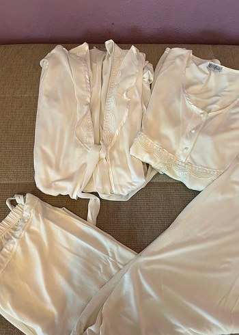 Sabahlık Lohusa Hamile pijama 3lü takım - Görsel 2