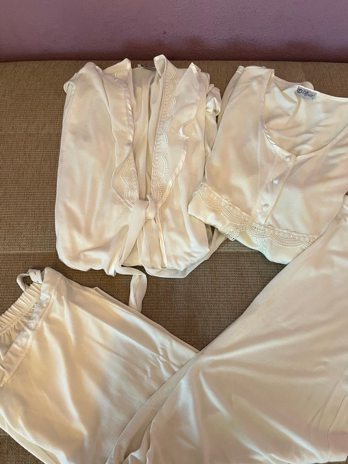 Sabahlık Lohusa Hamile pijama 3lü takım - Görsel 2