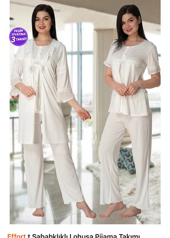 Hamile sabahlıklı lohusa pijama 3lü takım - Görsel 3