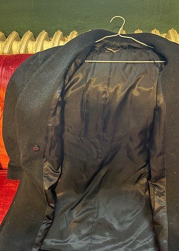 Düğmeli Siyah Midi Ofis Klasik kaban - Görsel 2