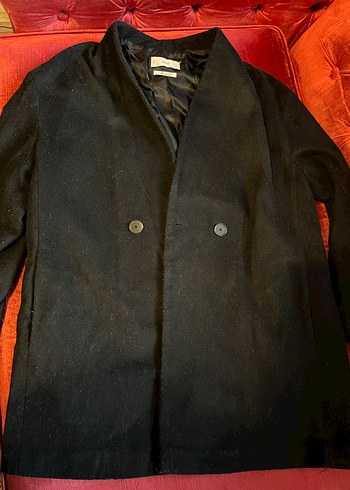 Düğmeli Siyah Midi Ofis Klasik kaban - Görsel 5