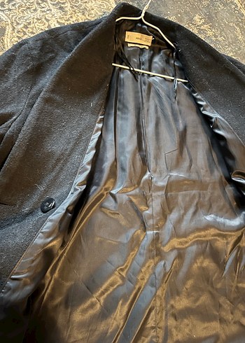 Düğmeli Siyah Midi Ofis Klasik kaban - Görsel 4