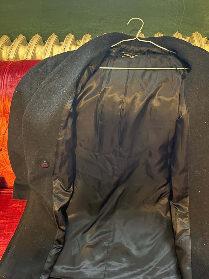 Düğmeli Siyah Midi Ofis Klasik kaban - Görsel 2