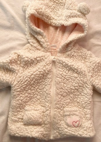 Kız Çocuk Kapüşonlu Beyaz Kürklü Mont - Görsel 4