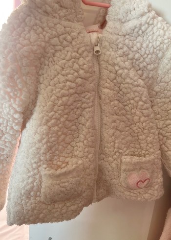 Kız Çocuk Kapüşonlu Beyaz Kürklü Mont - Görsel 5