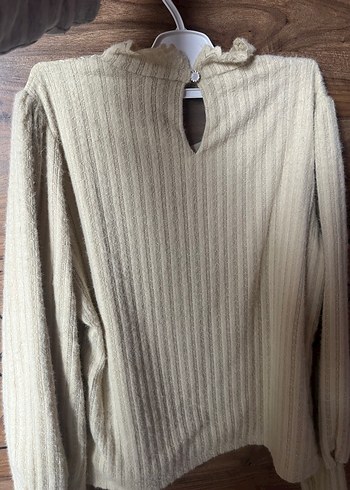 Bej Yüksek Yakalı Kadın Triko Kazak - Görsel 3