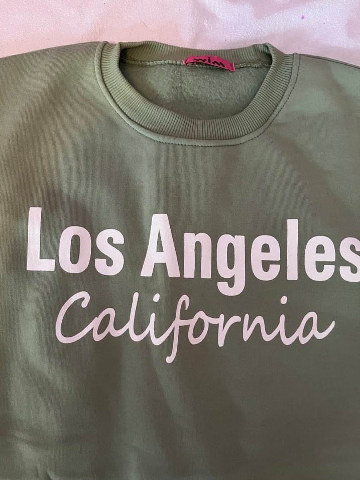 Yeşil Los Angeles Baskılı Kadın Sweatshirt - Görsel 3