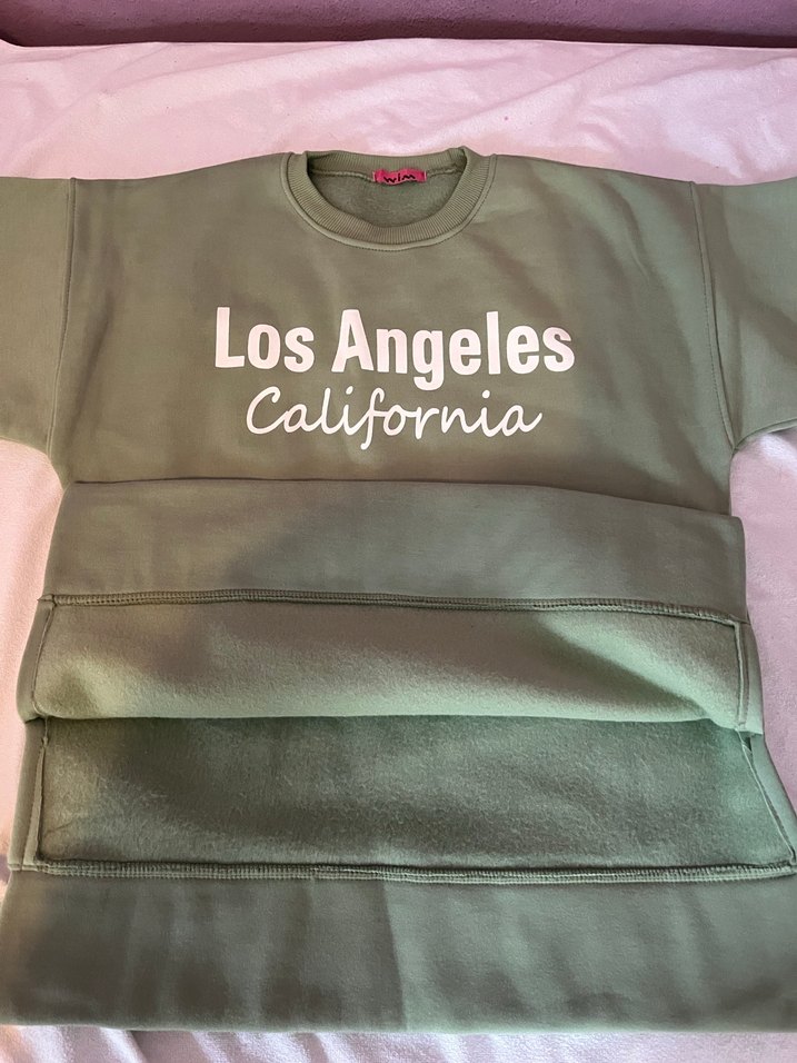 Yeşil Los Angeles Baskılı Kadın Sweatshirt - Görsel 2