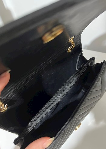 Zincir Detaylı Siyah Deri Kadın Çanta - Görsel 4