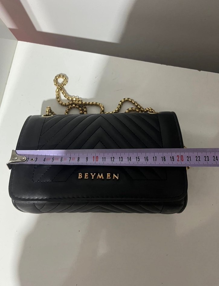 Zincir Detaylı Siyah Deri Kadın Çanta - Görsel 3