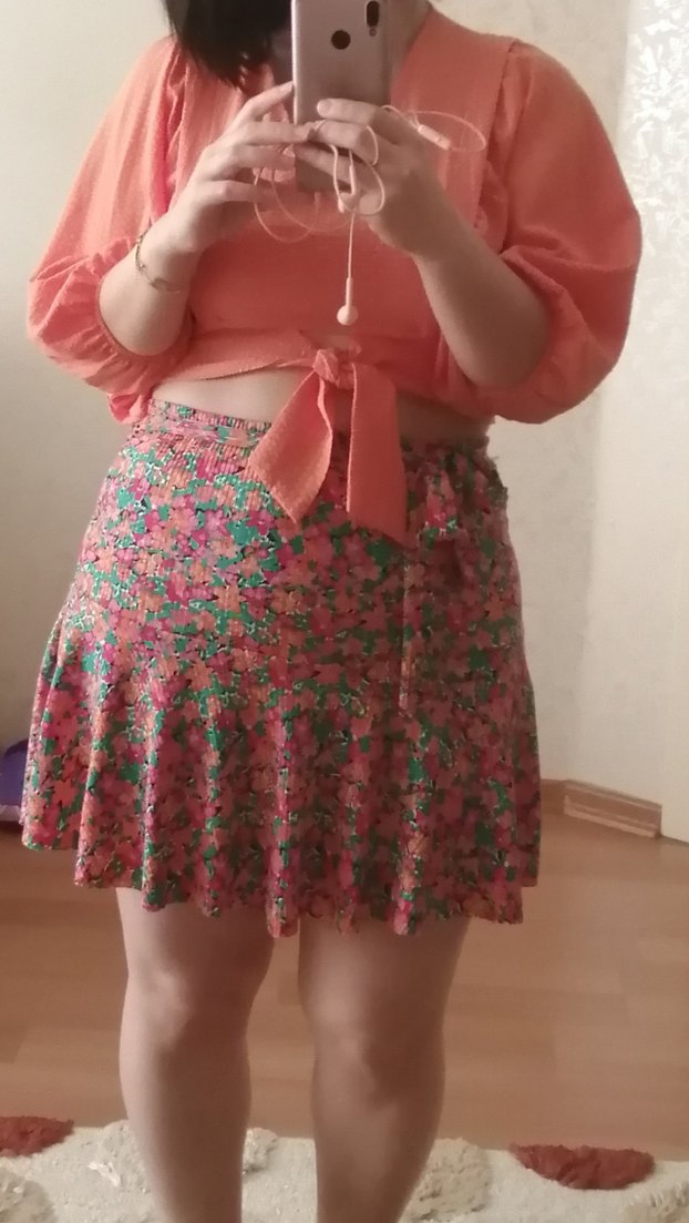 Renkli Desenli Midi Mini Etek - Görsel 3