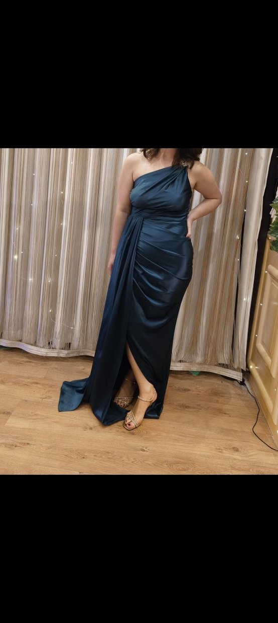 Straplez  Uzun Drapeli Kadın Elbise - Görsel 2