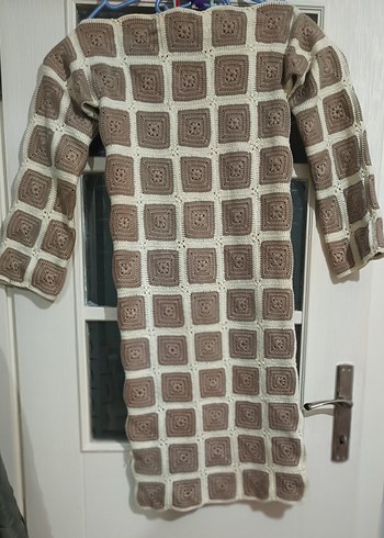 Bohem Kareli Örgü Kadın Uzun Elbise - Görsel 2