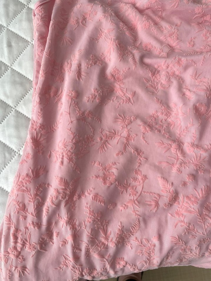 Pembe Dantel Detaylı V Yaka Mini Elbise - Görsel 2