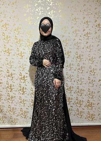 Kadın Pullu siyah abiye - Görsel 4