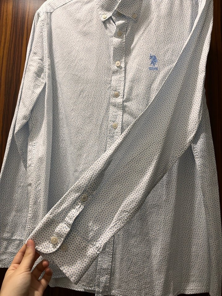 Erkek Beyaz Mavi Baskılı Uzun Kollu Gömlek - Görsel 2