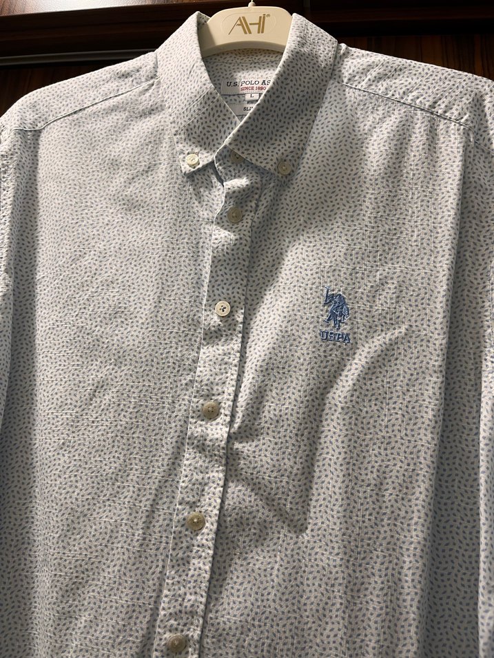 Erkek Beyaz Mavi Baskılı Uzun Kollu Gömlek - Görsel 3