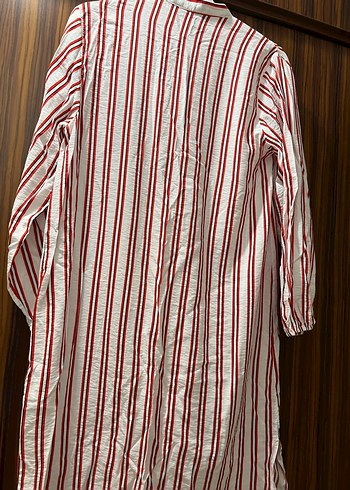 Uzun Kollu Kırmızı Çizgili Bohem Gömlek - Görsel 7