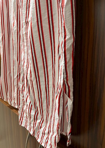 Uzun Kollu Kırmızı Çizgili Bohem Gömlek - Görsel 4