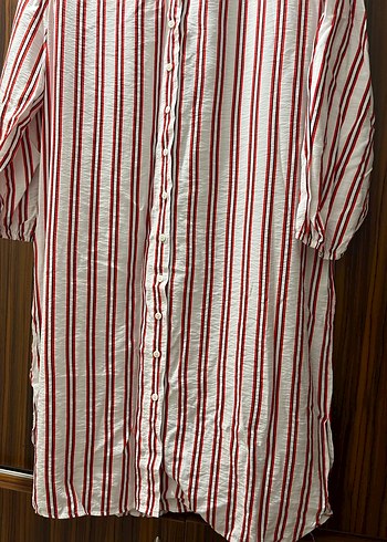 Uzun Kollu Kırmızı Çizgili Bohem Gömlek - Görsel 3