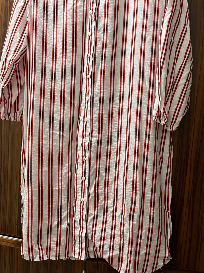 Uzun Kollu Kırmızı Çizgili Bohem Gömlek - Görsel 3
