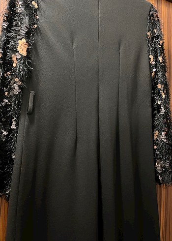 Siyah Kadın Uzun Kollu Kürklü Elbise - Görsel 7