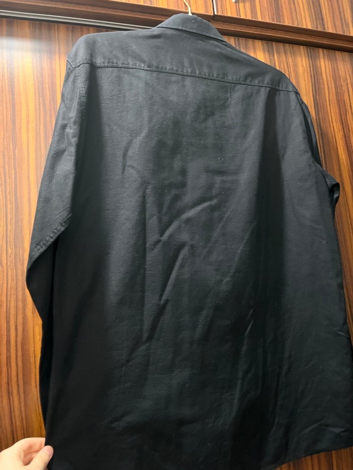 Siyah Erkek Uzun Kollu Düğmeli Gömlek - Görsel 5