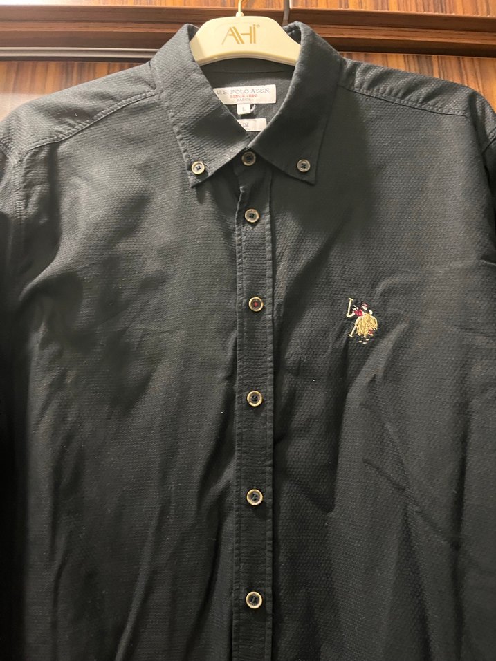 Siyah Erkek Uzun Kollu Düğmeli Gömlek - Görsel 4