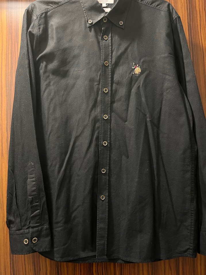 Siyah Erkek Uzun Kollu Düğmeli Gömlek - Görsel 2