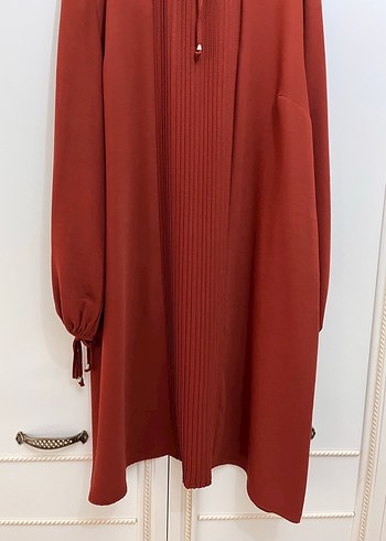 Turuncu kolu lastikli kadın tunik - Görsel 2