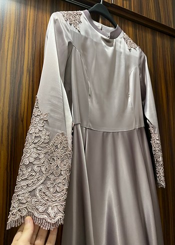 Vizyon renkte, Uzun Kollu Nakışlı, Abiye Elbise Özel dikim - Görsel 2