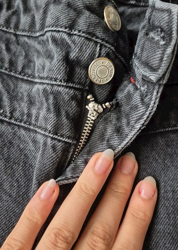 Gri Bol Kesim Kadın Denim Pantolon - Görsel 2