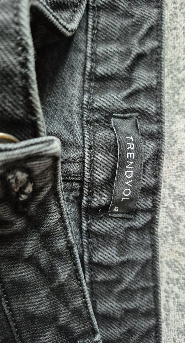 Gri Bol Kesim Kadın Denim Pantolon - Görsel 3