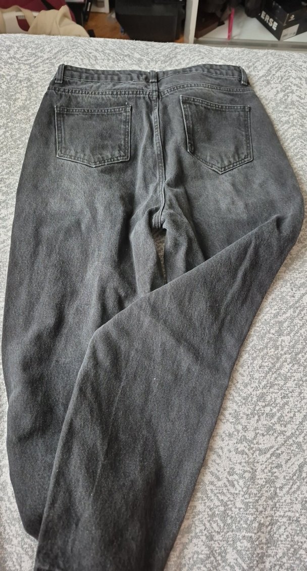 Gri Bol Kesim Kadın Denim Pantolon - Görsel 4