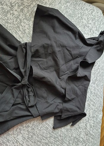 Uzun Siyah Keten Tulum, Kemerli, İnce Askılı - Görsel 3