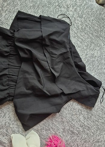 Uzun Siyah Keten Tulum, Kemerli, İnce Askılı - Görsel 7