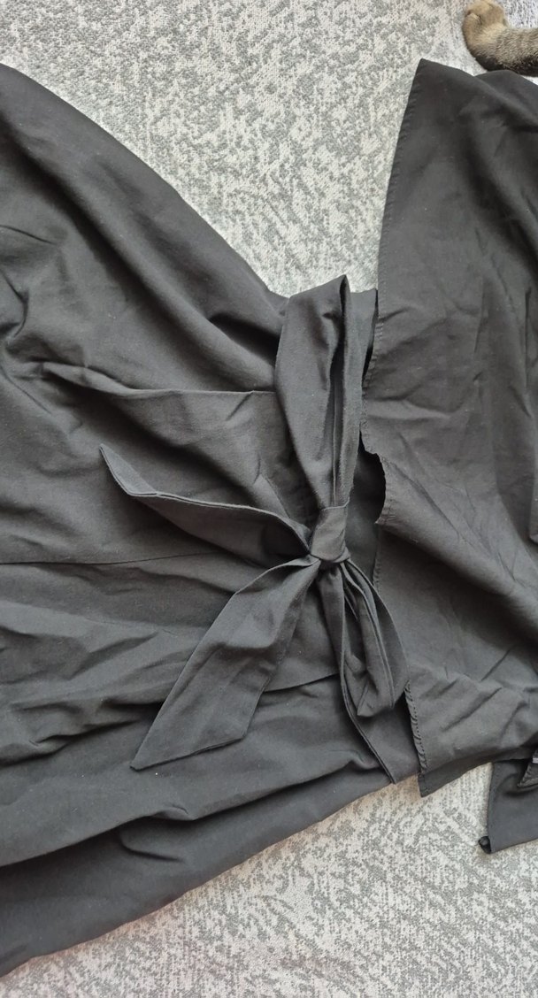 Uzun Siyah Keten Tulum, Kemerli, İnce Askılı - Görsel 2