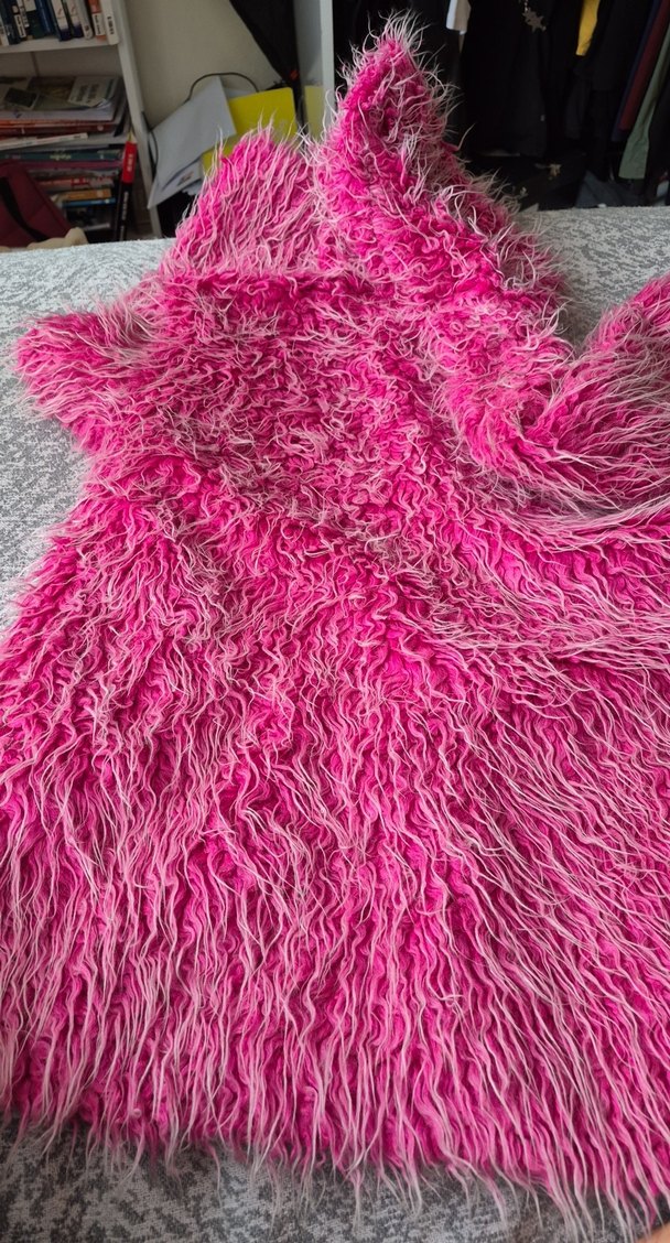 Pembe Kapüşonlu Kadın Suni Kürk Ceket - Görsel 5