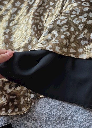 Drapeli Kahverengi Uzun Saten Elbise - Görsel 2