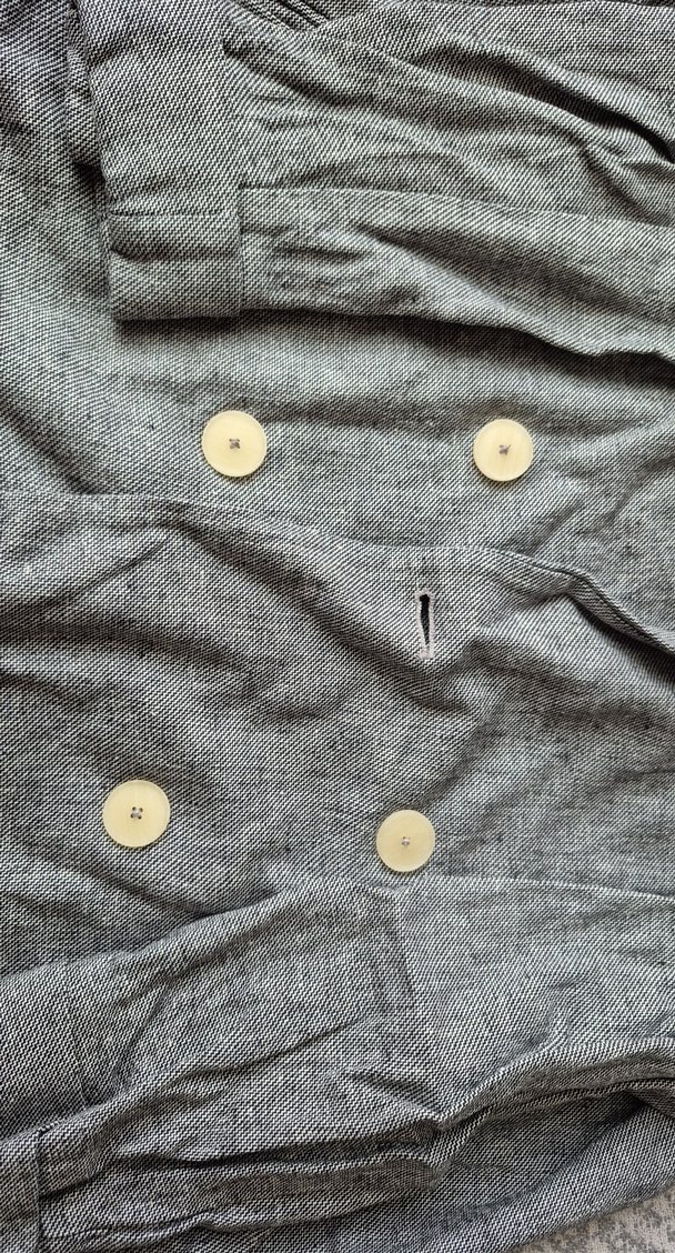 Düğmeli Gri Kadın Keten Midi Ceket - Görsel 2