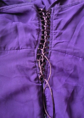 Parlak Mor Midi Straplez Elbise - Görsel 5