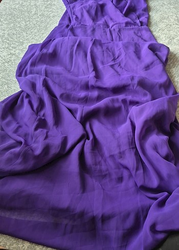 Parlak Mor Midi Straplez Elbise - Görsel 2