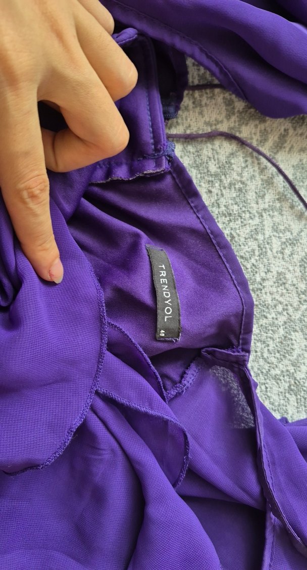 Parlak Mor Midi Straplez Elbise - Görsel 4