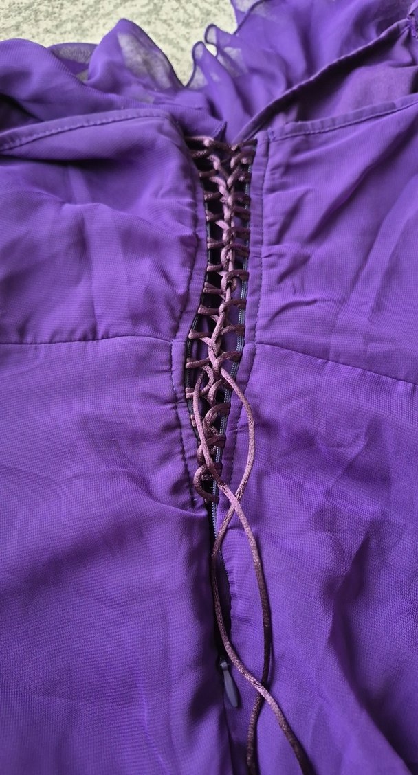 Parlak Mor Midi Straplez Elbise - Görsel 5