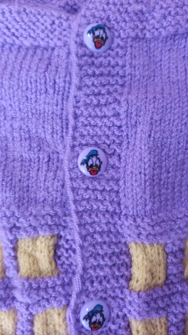 Kız Çocuk Mor Sarı Örgü Yelek - Görsel 3