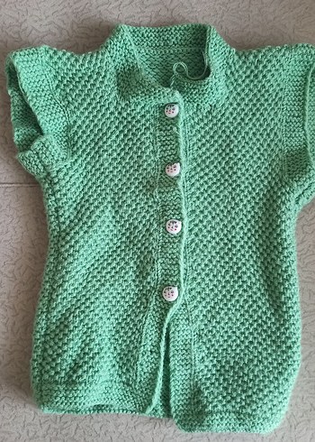 Düğmeli Yeşil Hamile Triko Yelek - Görsel 2