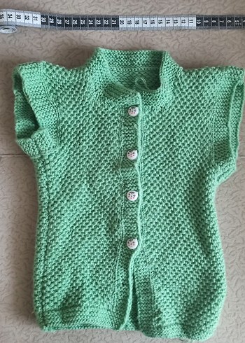 Düğmeli Yeşil Hamile Triko Yelek - Görsel 3