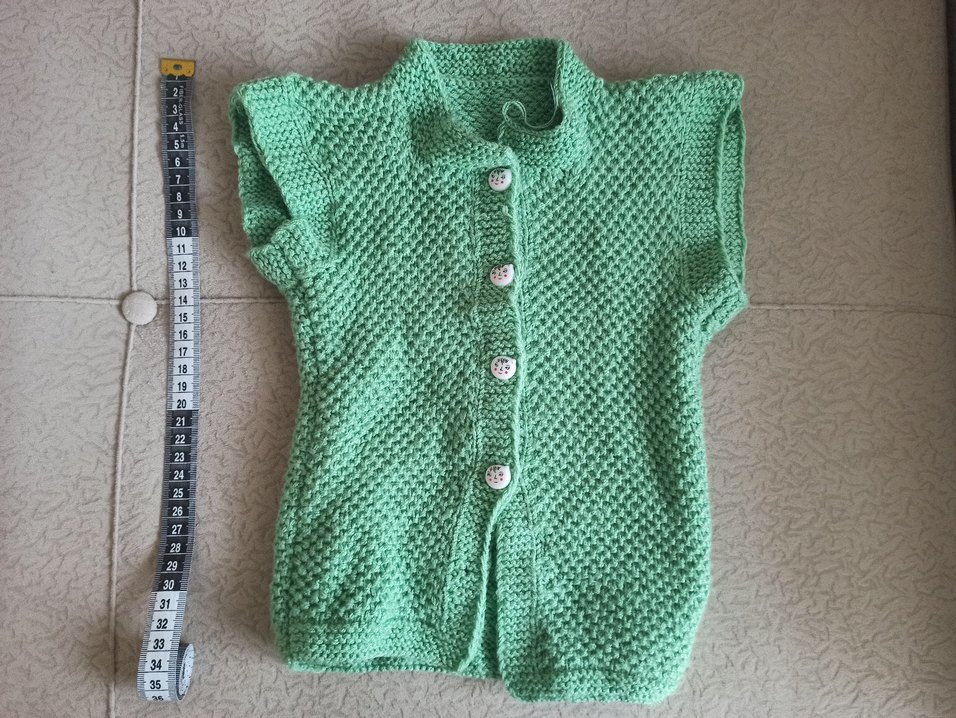 Düğmeli Yeşil Hamile Triko Yelek - Görsel 2