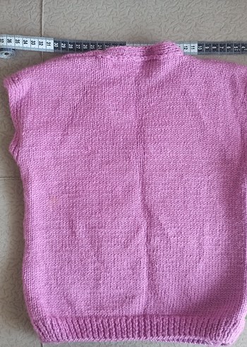 Kız Çocuk Pembe V Yakalı Triko Süveter - Görsel 2